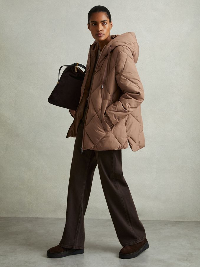 Quilted Puffer Coat in Mink Neutral (E52527) | 841 SAR