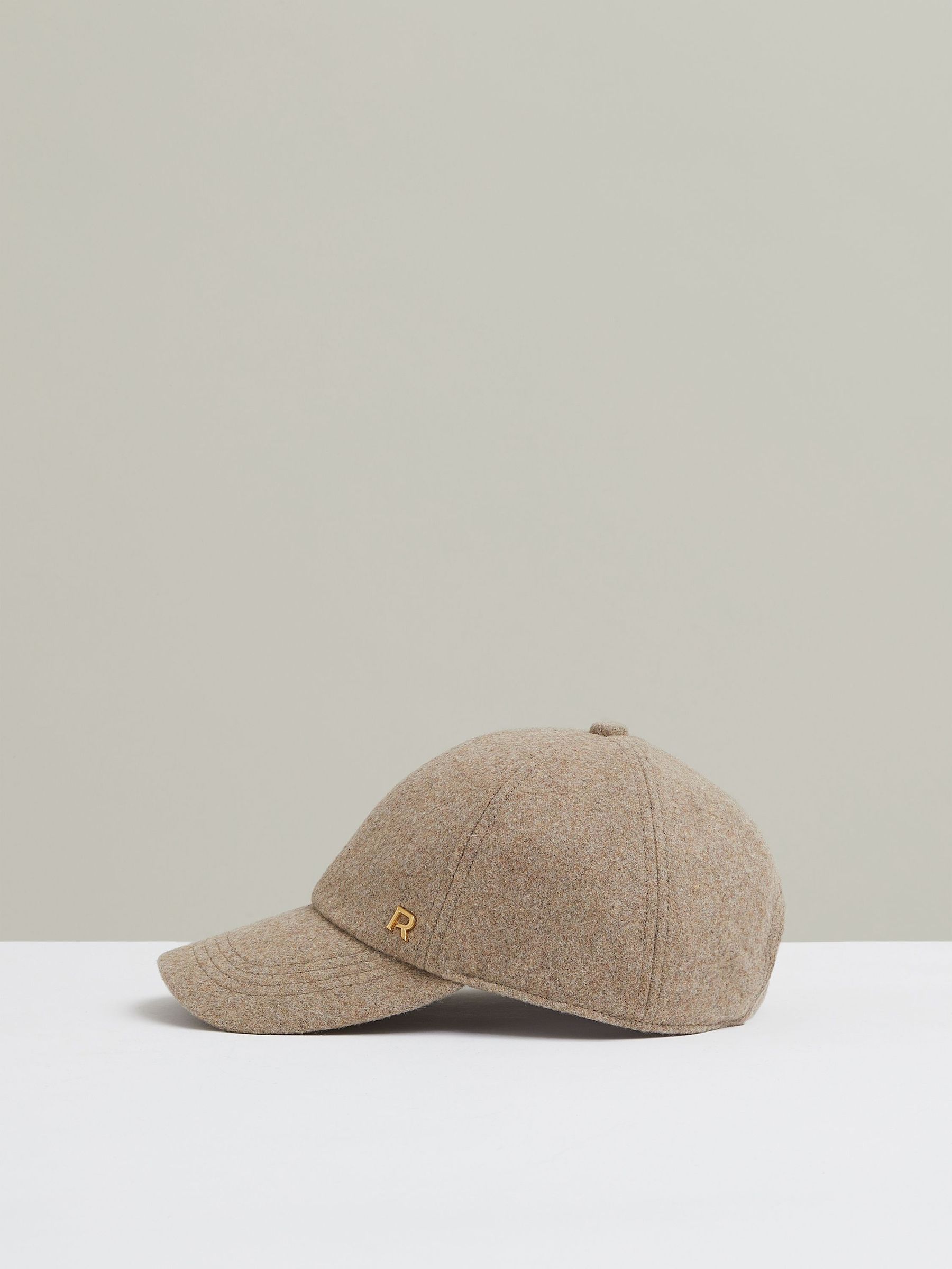 Wool Blend Flannel Baseball Cap in Taupe (E52539) | US$95