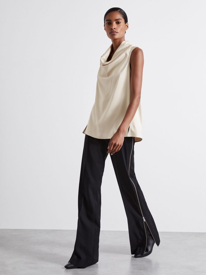 Atelier Satin Cowl-Neck Top in Ivory (E52848) | €169