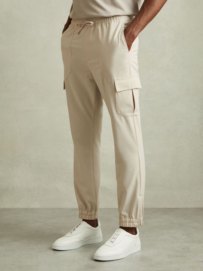 Elasticated Cargo Trousers in Stone (E52856) | €67