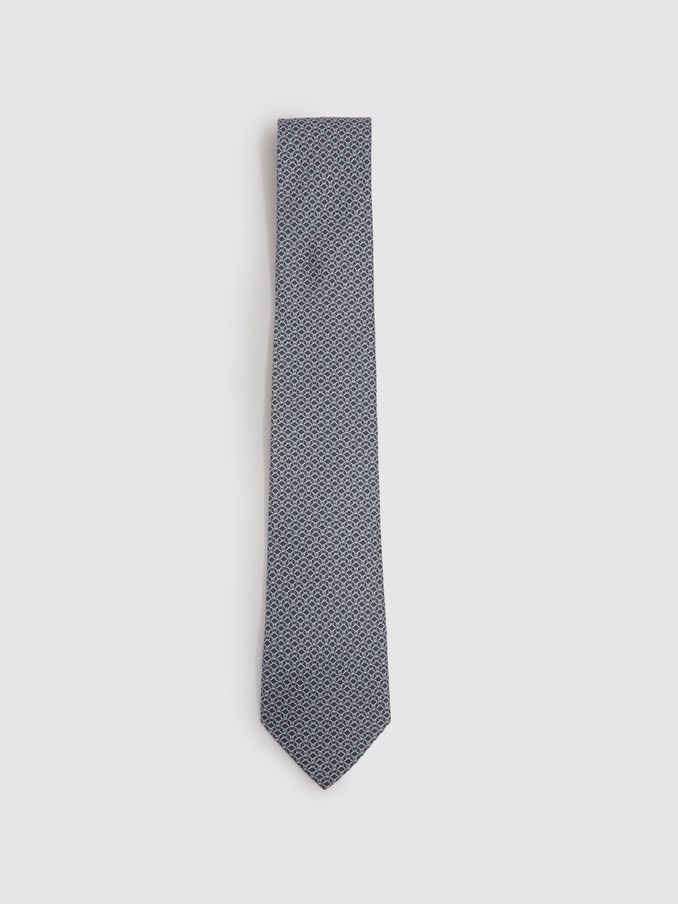 Silk Chain Pattern Tie in Navy (E53452) | US$55