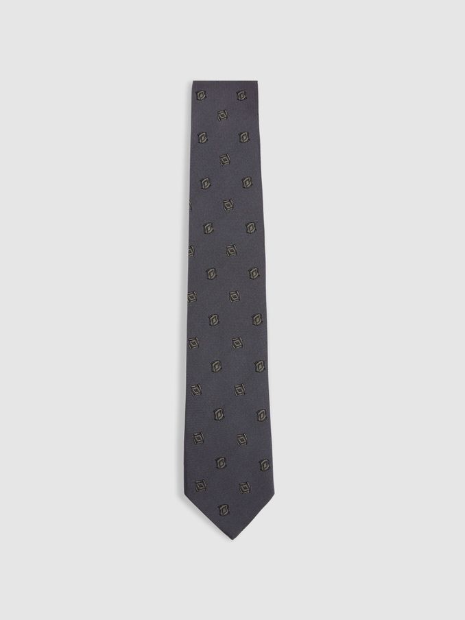 Silk Blend Jacquard Tie in Steel Blue (E53454) | €33