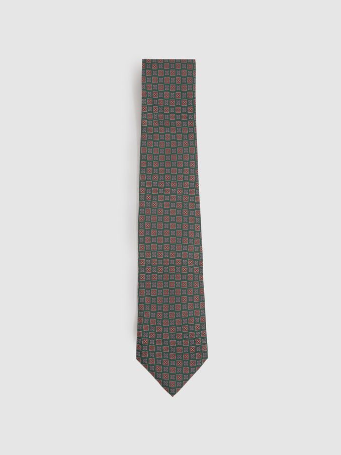 Silk Square Floral Tie in Forest Green (E53466) | CHF 20
