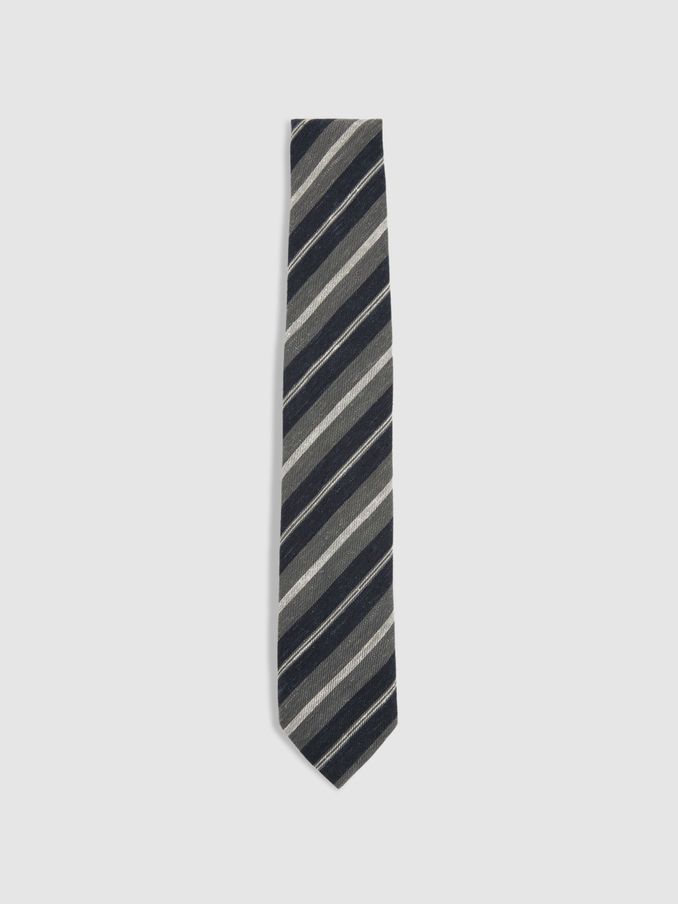 Verona Navy/Charcoal Textured Stripe Silk Blend Tie (E53467) | US$19