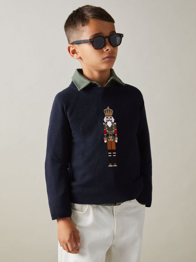 9-13 yrs Intarsia Knit Nutcracker Jumper in Navy (E54462) | €36