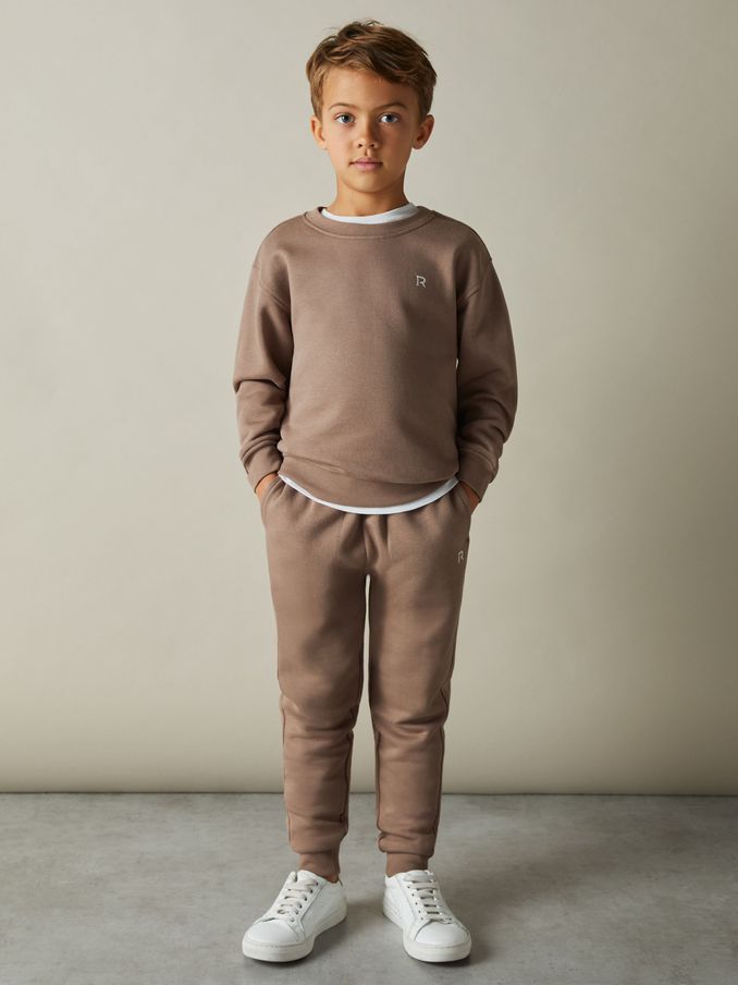 3-9 yrs Cotton-Blend Sweatshirt and Joggers Set in Taupe (E54466) | US$45