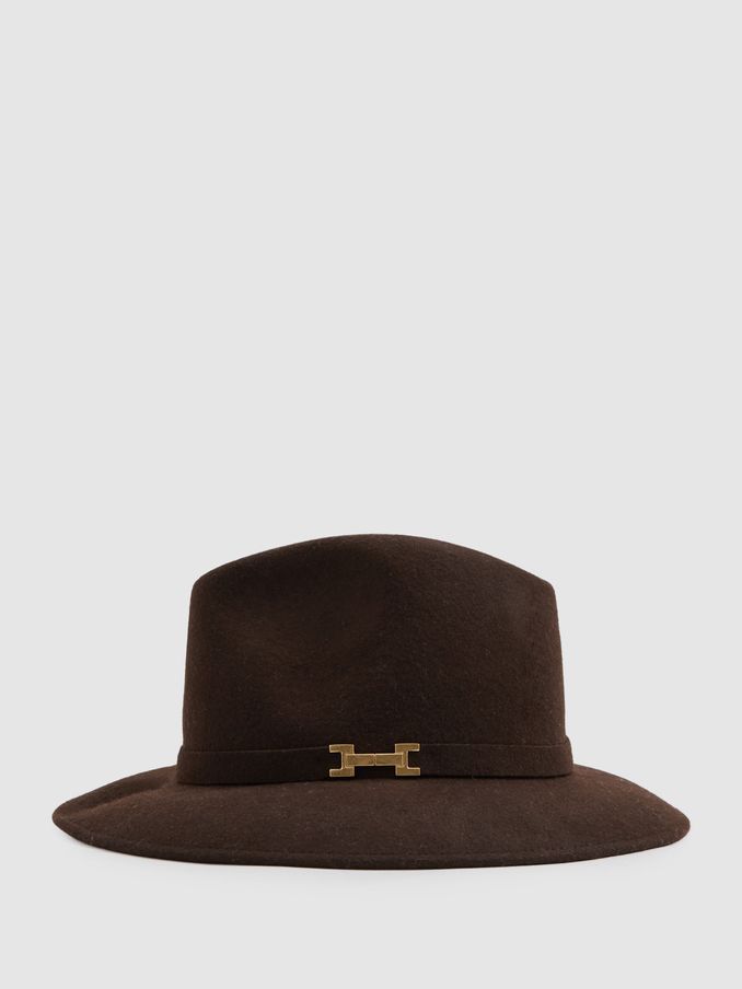 Wool Fedora in Chocolate (E54467) | US$125