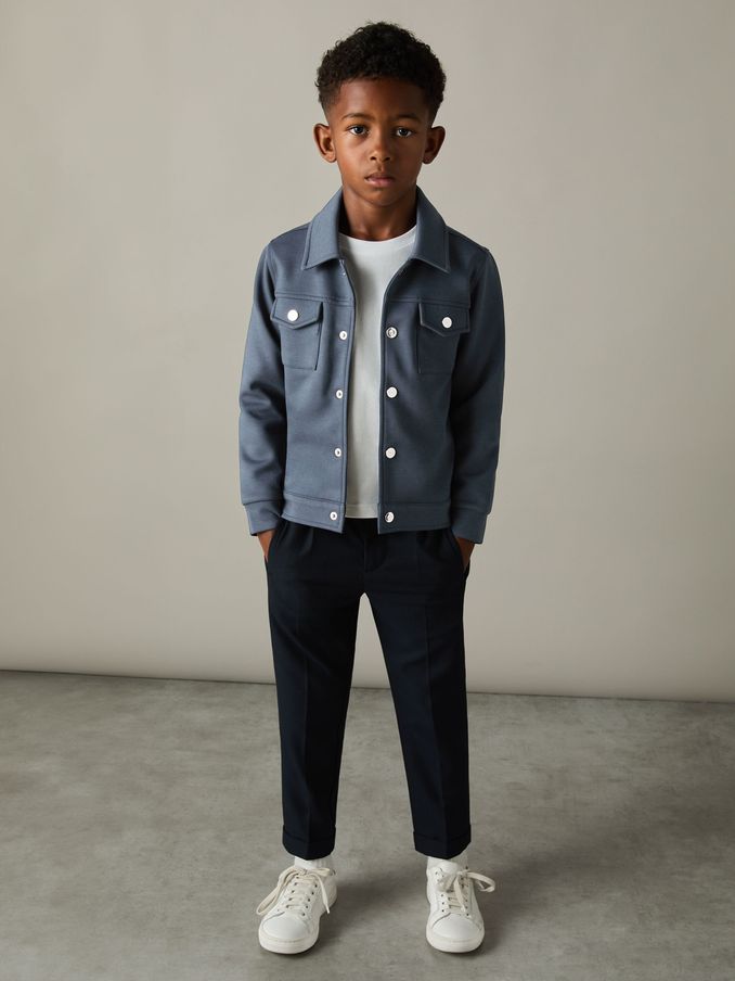 3-9 yrs Interlock-Jersey Overshirt in Dark Diesel Blue (E54496) | $41