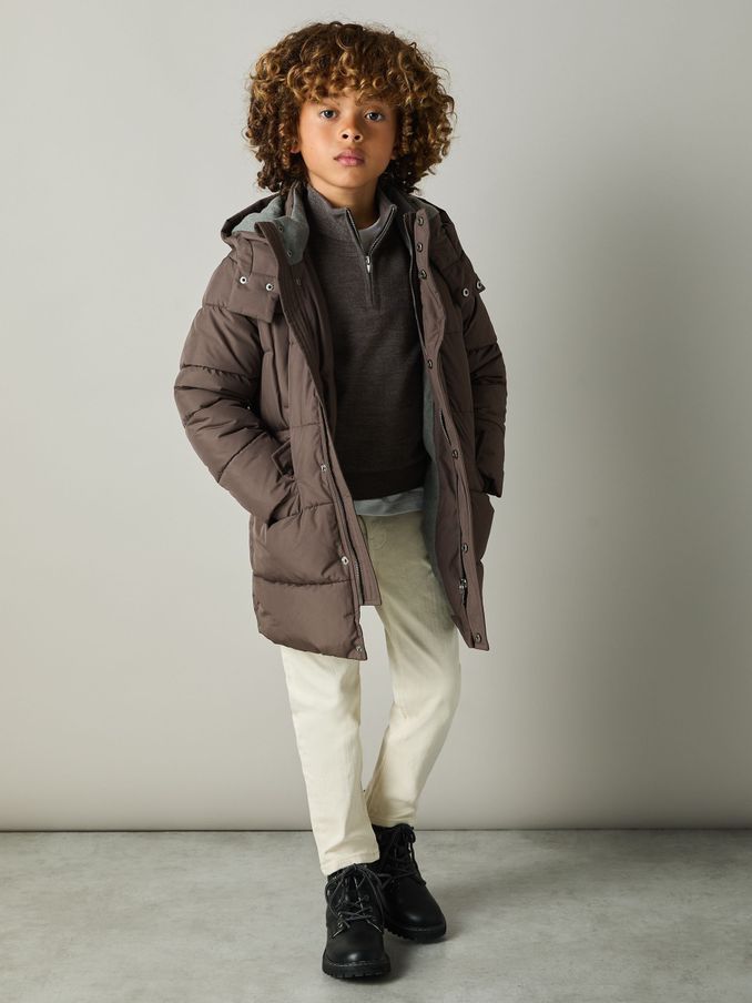 3-9 yrs Patch-Pocket Quilted Puffer Jacket in Chocolate Brown (E54525) | US$88