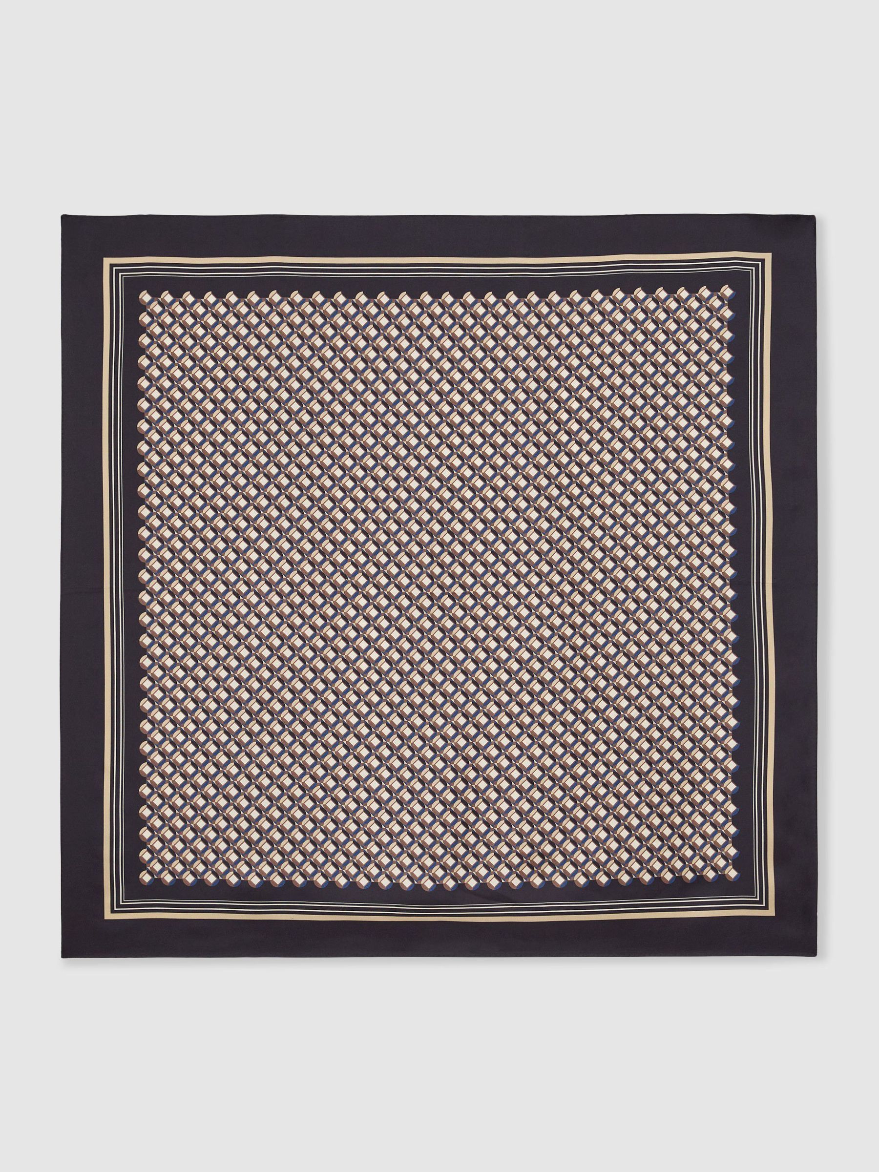 marine - Silk Geometric-print Square Scarf