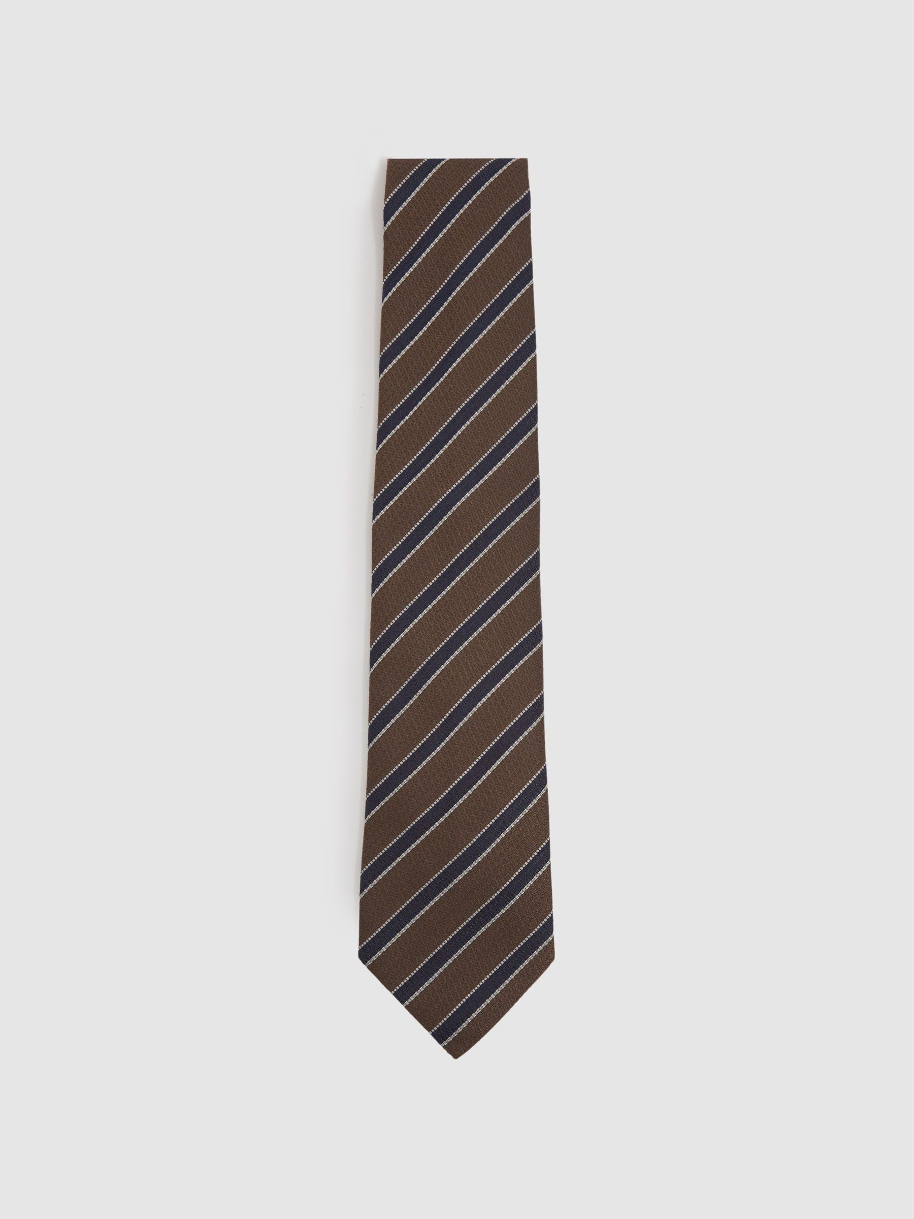 Textured Striped Tie in Tobacco/Navy (E55278) | US$19