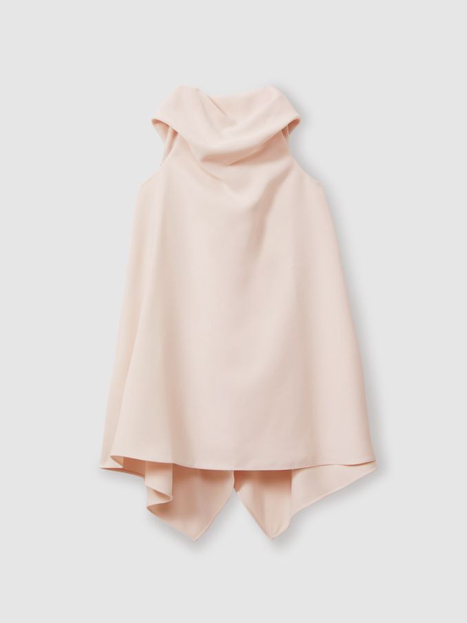 High-Neck Drape Back Dress in Pink (E55290) | AED505