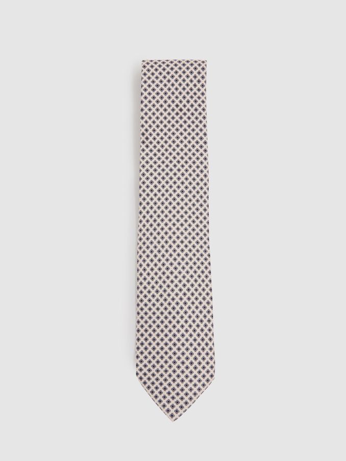 Silk Floral Tie in Ivory (E55304) | US$55