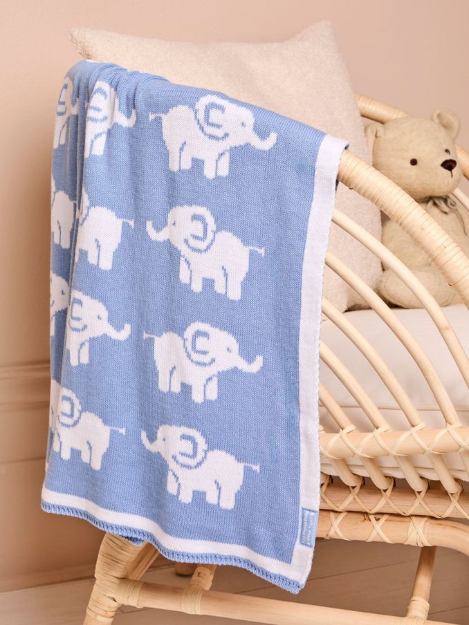 Blue Elephant Knitted Shawl (E55808) | $45