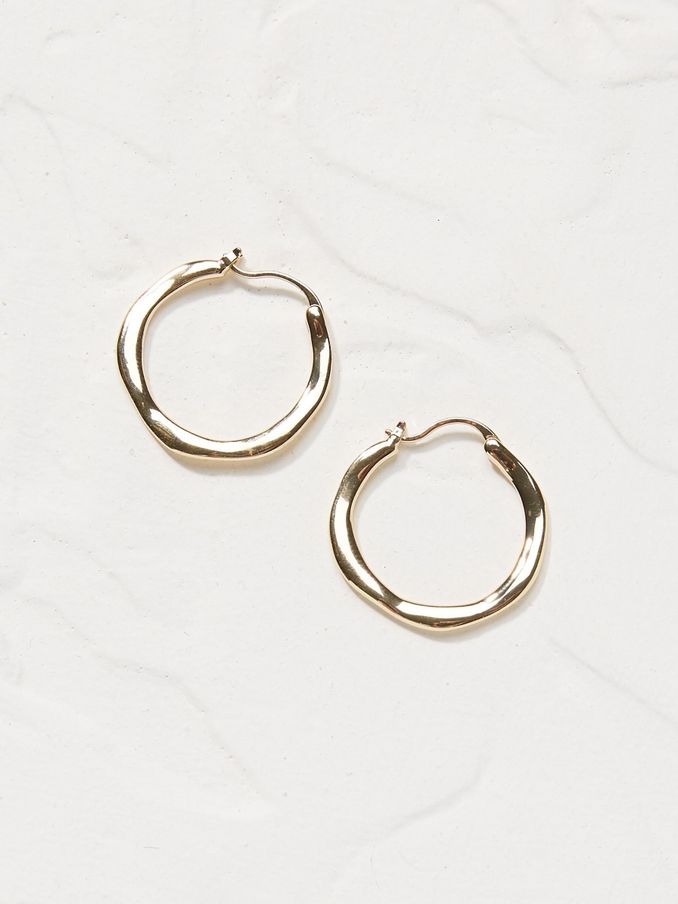 Gold Hammered Hoops (E55862) | $21