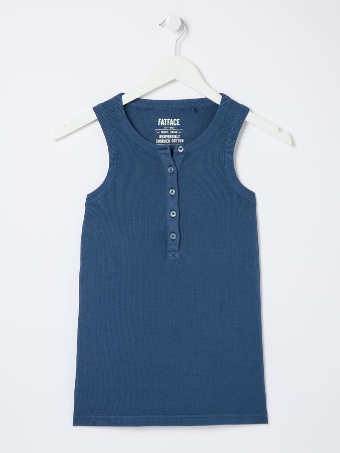 Rachel Blue Indigo Ribbed Vest (E55905) | €15