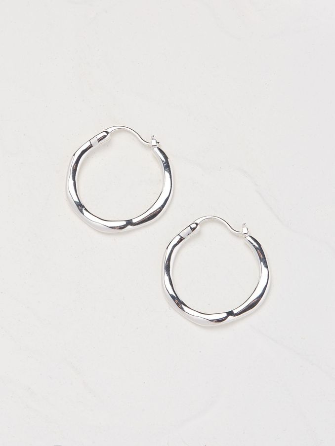 Silver Hammered Hoops (E55915) | $18
