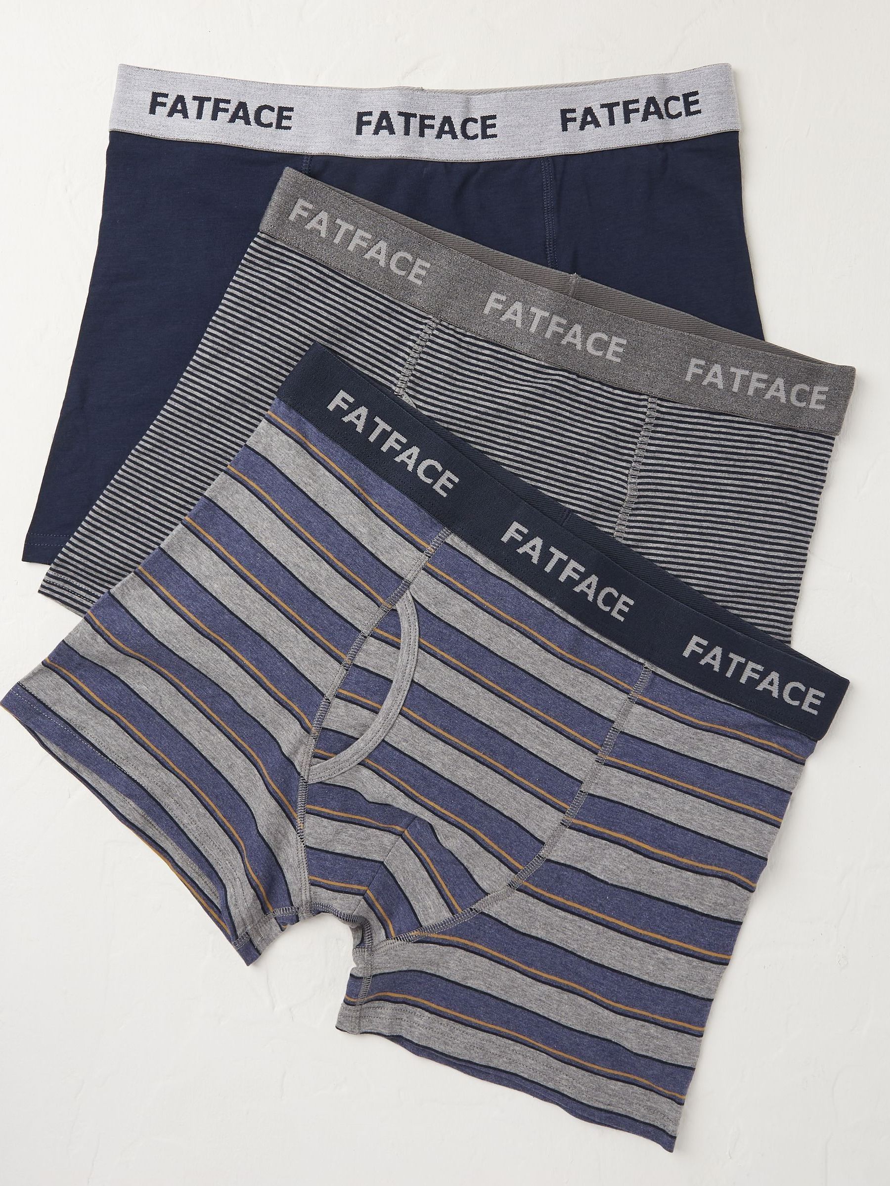 Navy Blue/Grey Stripe Cotton Boxers 3 Pack (E55939) | €39.50