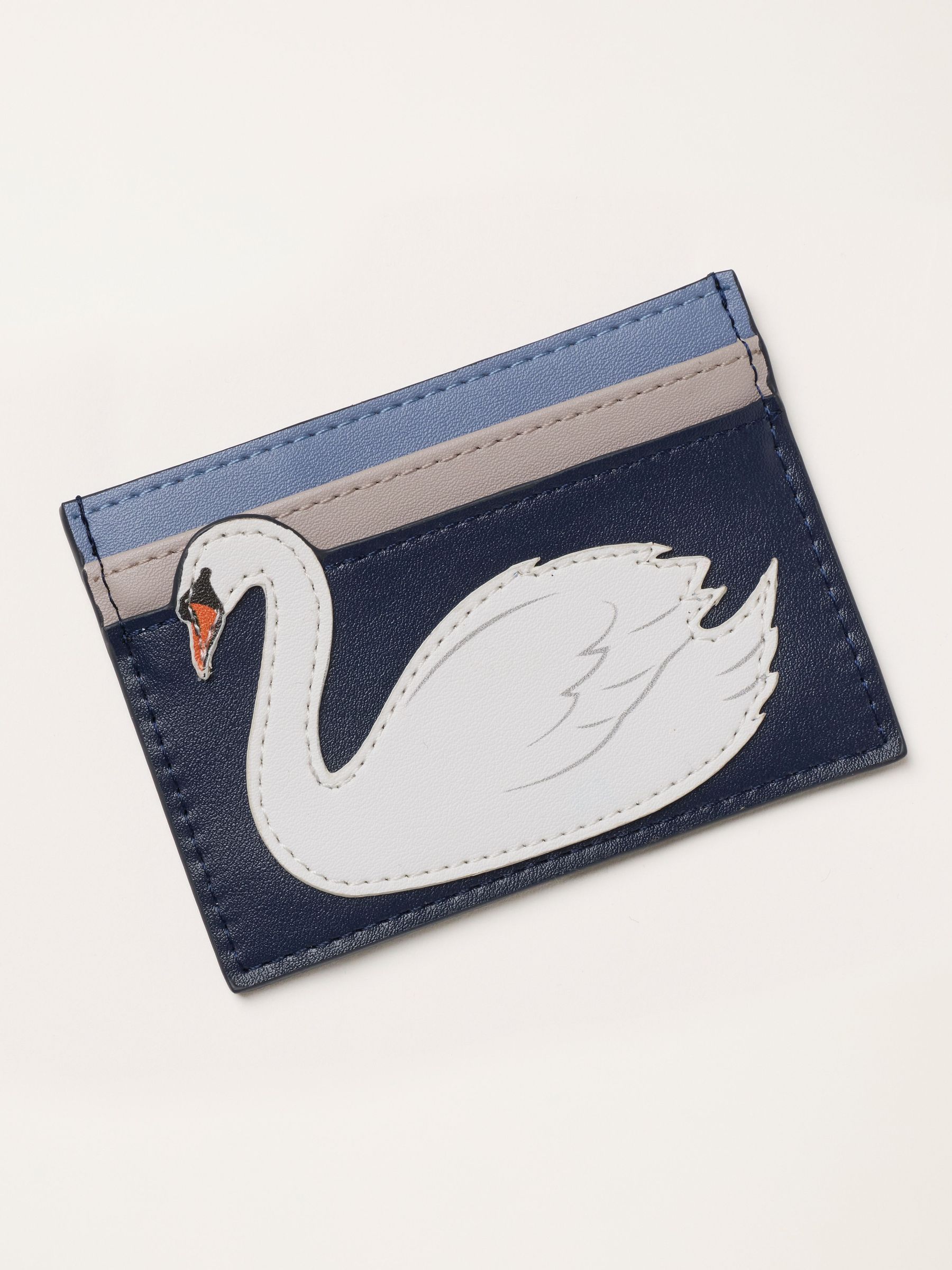 Navy - Applique Swan Card Holder