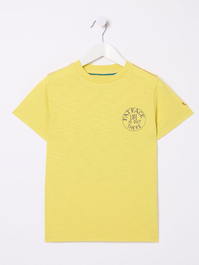 Yellow 100% Cotton Us Aloa Graphic T-Shirt (E56587) | $9