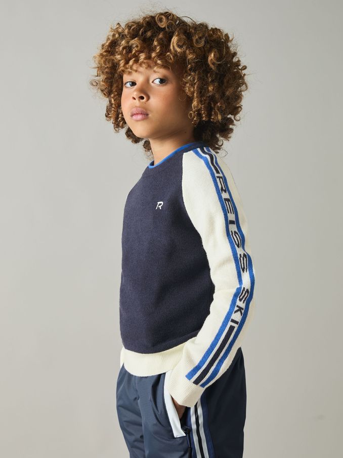 Monogram-Embroidered Jumper with Wool in Navy/Blue (E57256) | $36
