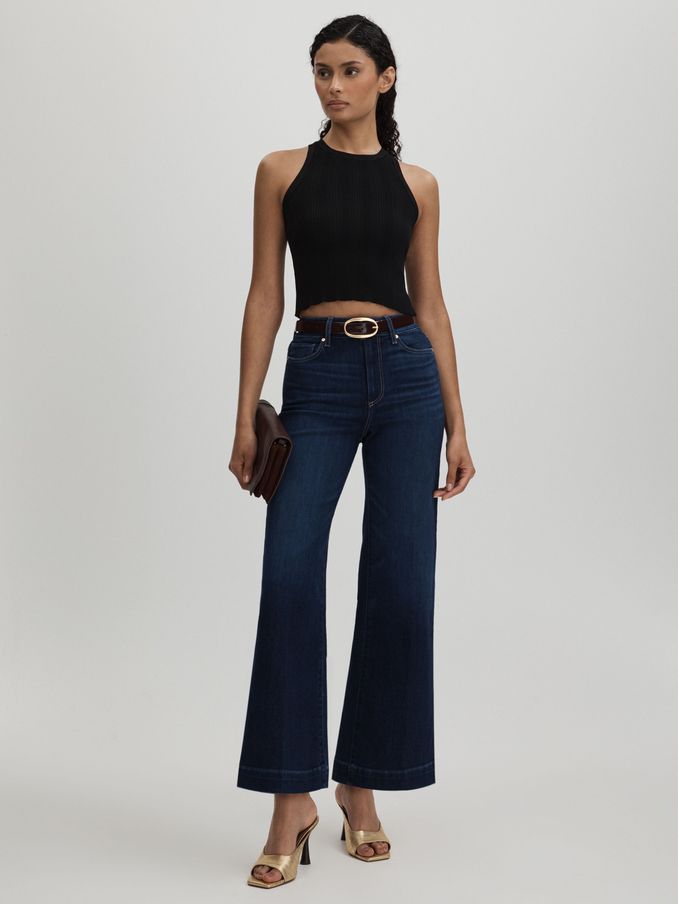 Paige Flared Cropped Jeans in Symbolism Blue (E58328) | €270