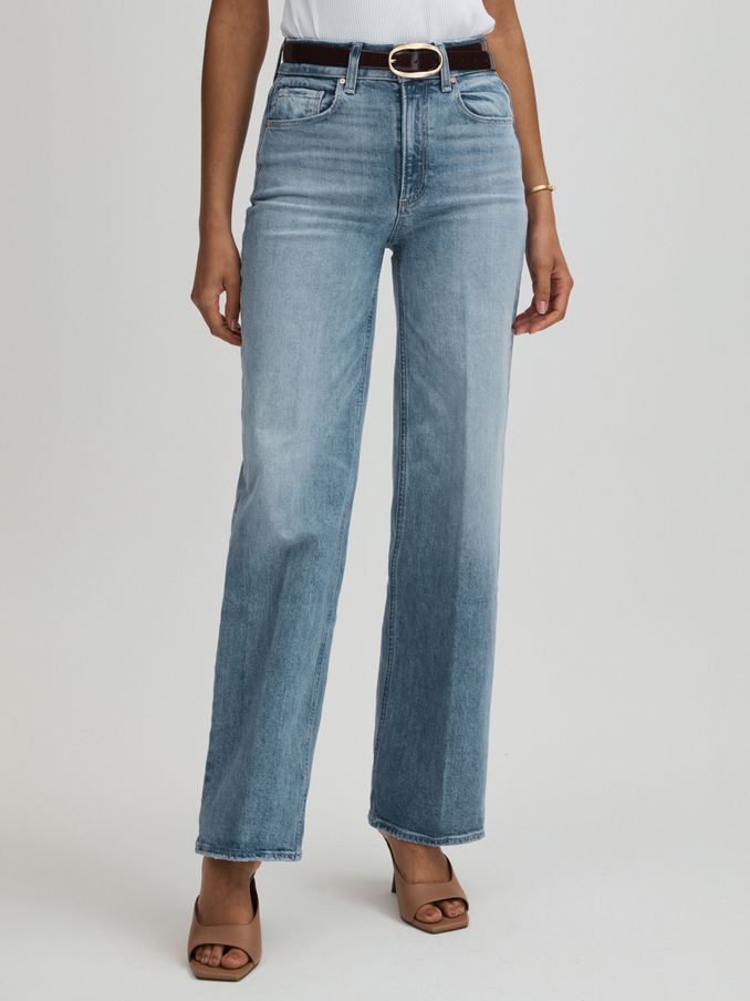 Sasha 32In Magnifique Blue Paige Wide Leg Distressed Jeans (E58329) | US$400