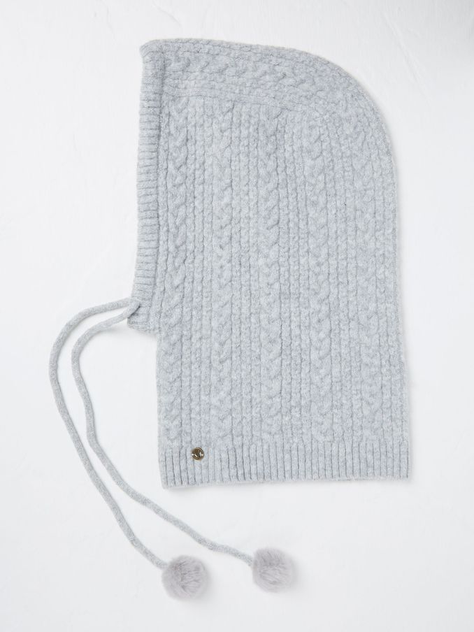 Grey Cable Knit Hood Hat (E59880) | €21