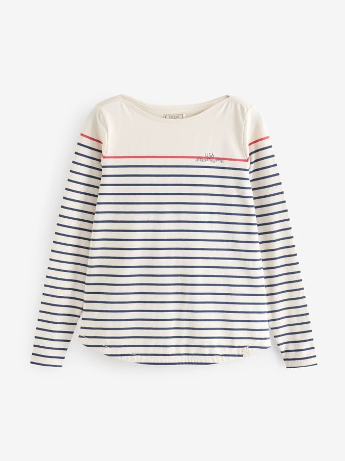 Cream Ivory Usa Breton T-Shirt (E60288) | $48
