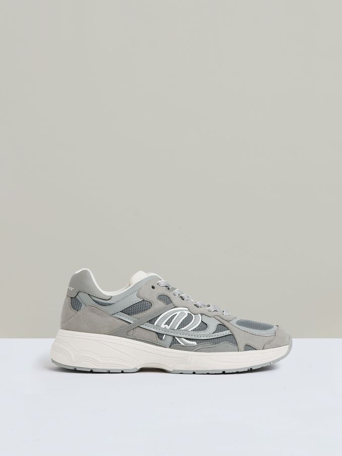 Nubuck and Mesh Trainers in Grey (E61272) | €240