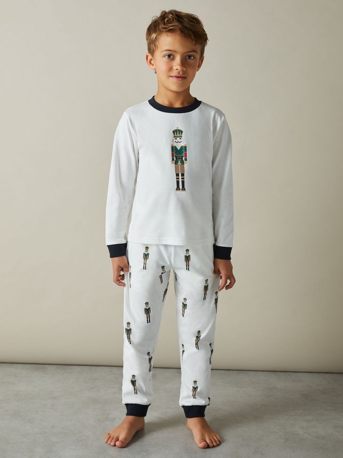3-9 yrs Brushed-Cotton Nutcracker-Print Pyjama Set in White (E62922) | HK$400