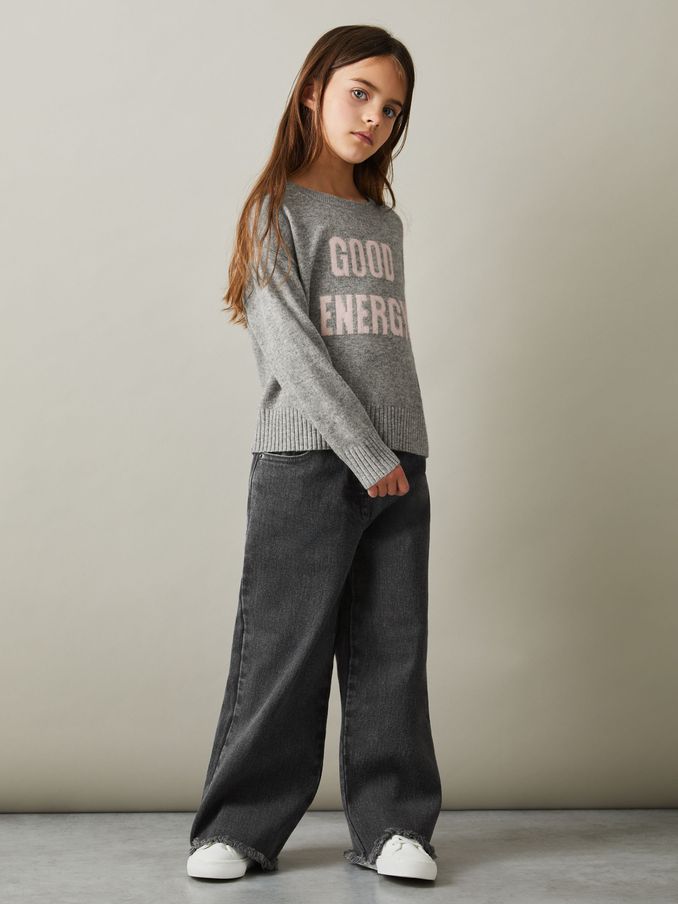4-9 yrs Wide Leg Frayed Jeans in Grey (E63230) | 42 €