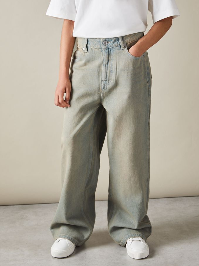 13-14 yrs Acid Wash Wide Leg Jeans in Green (E63231) | €28