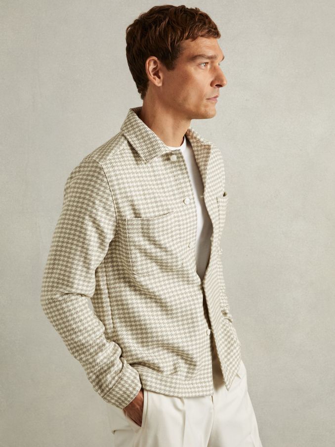 Dogtooth Twill Overshirt in Grey/White (E63749) | €97