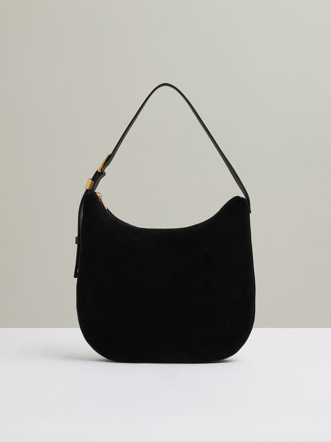 Leather and Suede Shoulder Bag in Black (E63757) | €225
