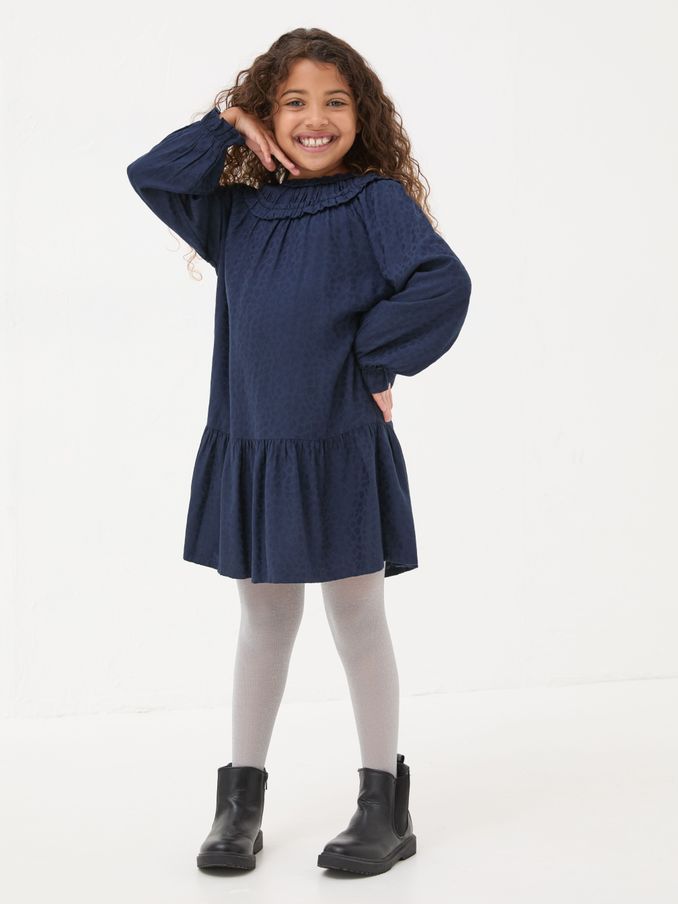 Navy Mika Jacquard Dress (E63934) | $18