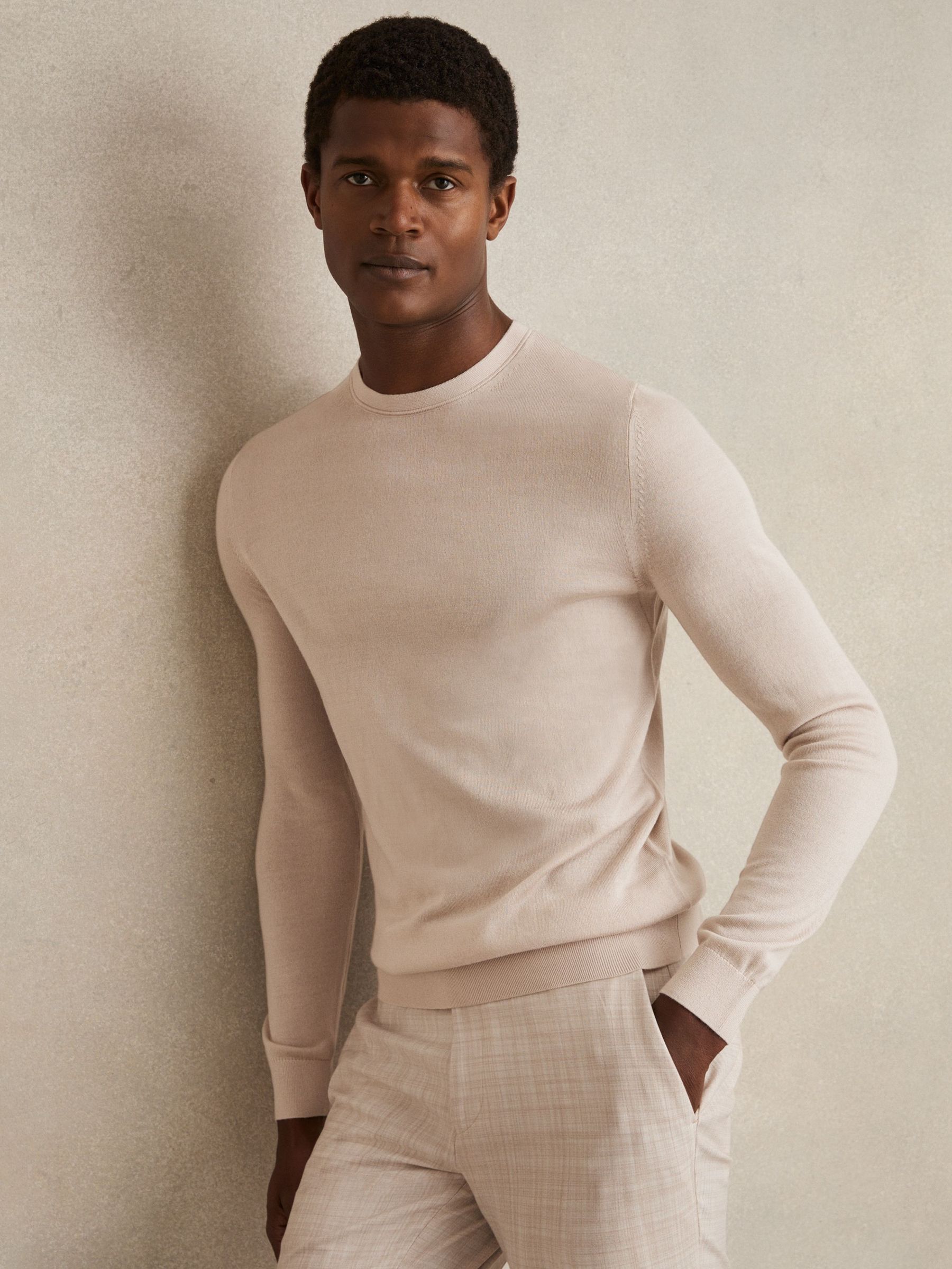 Wool-Blend Crew-Neck Jumper in Sand (E64890) | US$95