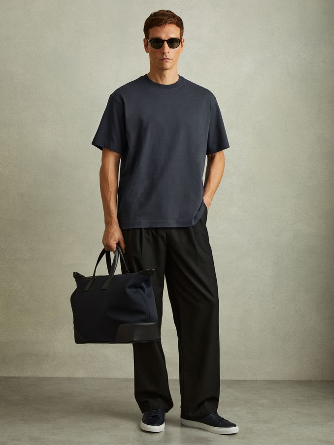 Oversized Garment Dye T-Shirt in Navy (E64906) | US$43