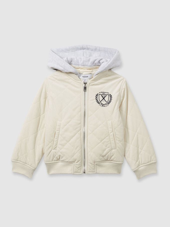 13-14 yrs Embroidered Quilted Needlecord Jacket in Off White/Grey (E67148) | US$48