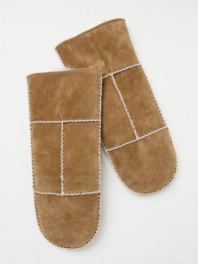 Tan Brown Suede Mittens (E67852) | $27