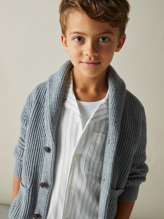 9-13 yrs Brushed-Cotton Striped Pyjama Set in Soft Grey (E67987) | €21