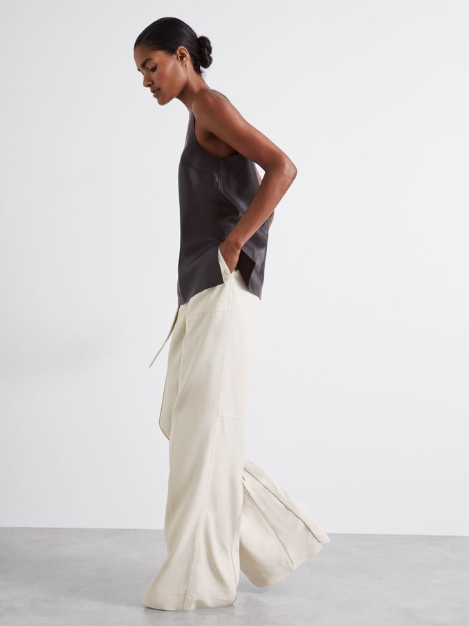 Atelier Wide-Leg Crepe Trousers with Wool in Ivory (E68029) | €156