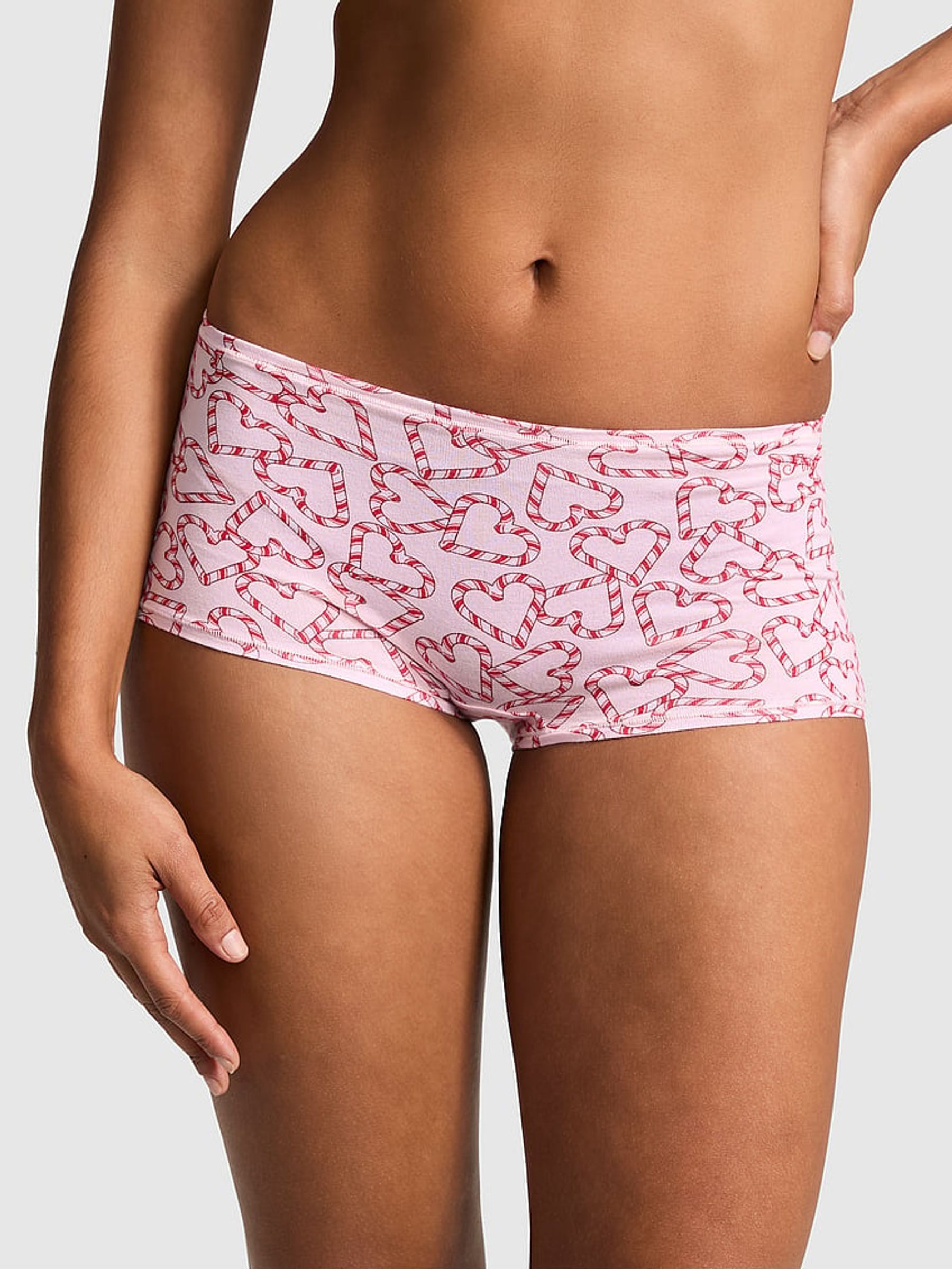 Pink Tulip Heart Print Cotton Boyshort Knickers (E68248) | €10.50