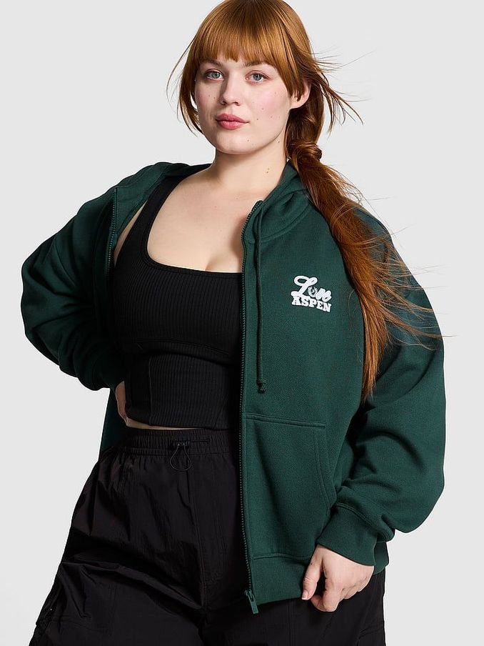 Deep Forest Green Zip Up Fleece Hoodie (E68270) | €25