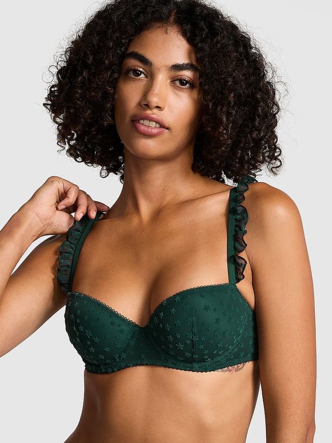 Deep Forest Green Balcony Star Chaser Lace Bra (E68527) | €40