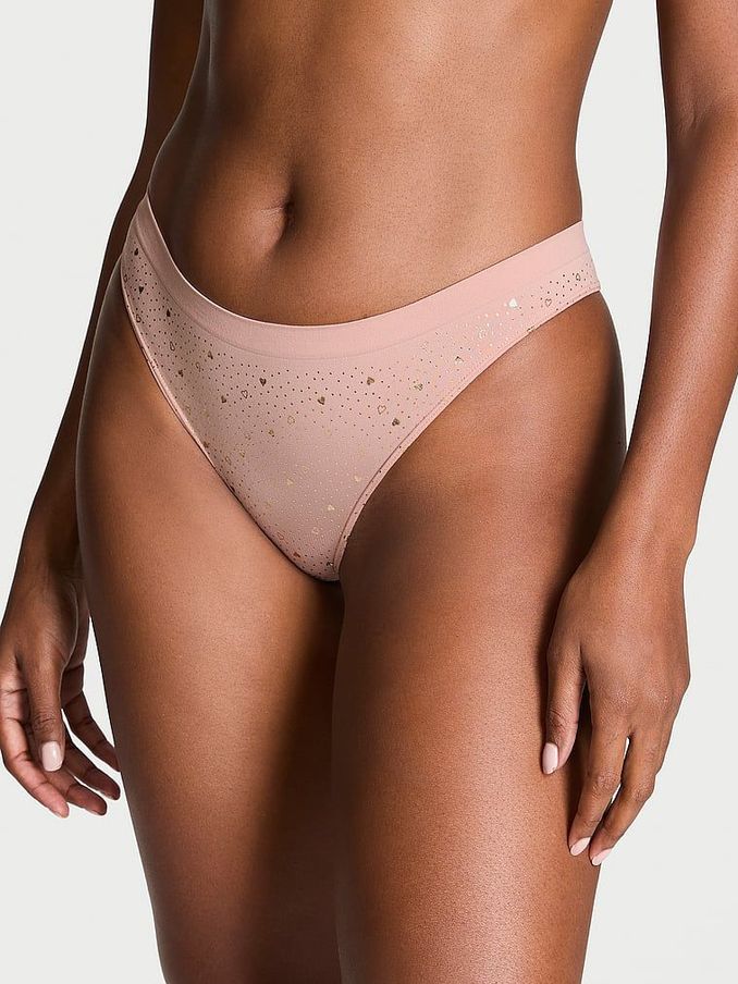 Pink Zinc Heart Foil Nude Thong Knickers (E68561) | €10.50
