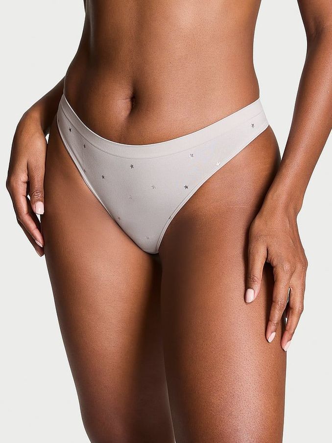 Silver Pearl Grey Stars Thong Knickers (E68579) | €10.50