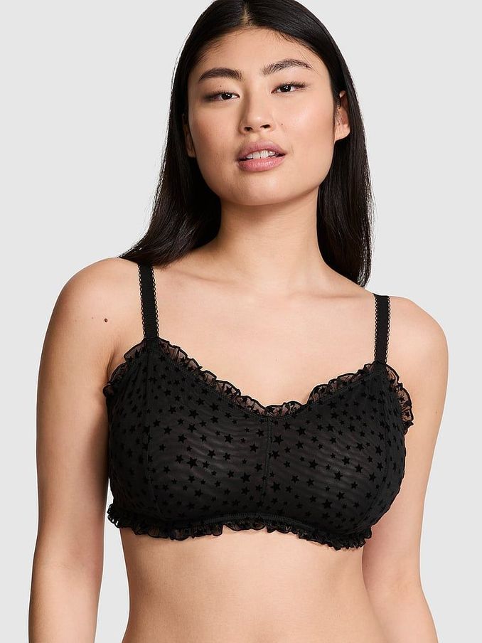 Black Bralette Star Chaser Lace Unlined Bra (E68586) | €29