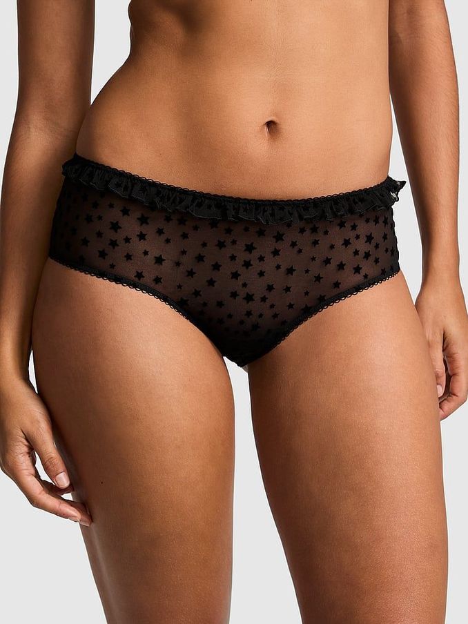Black Cheeky Star Chaser Lace Knickers (E68599) | €10.50