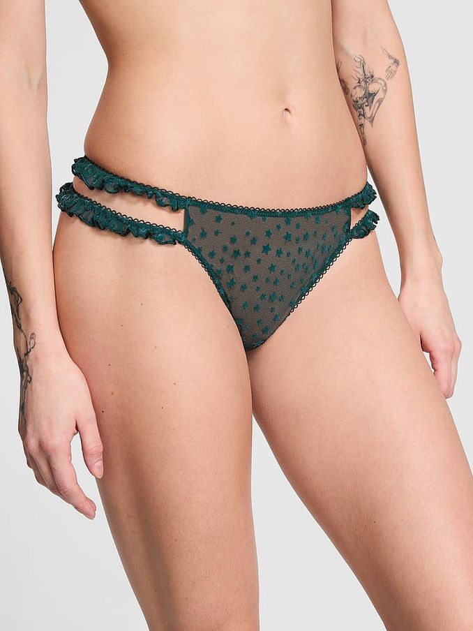 Deep Forest Green Thong Star Chaser Lace Knickers (E68622) | €10.50
